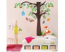 Tree WallL Sticker For Nursery, Squirrel, Fox Mushroom Wall Decal