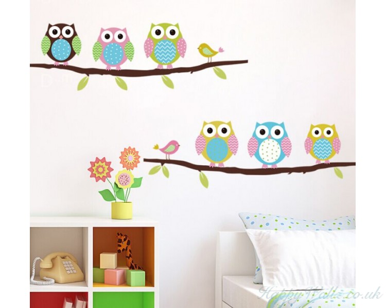 Handmade self-adhesive transparent sticker from painted watercolor-owl-hand-drawn wall art Decals from UK Decal