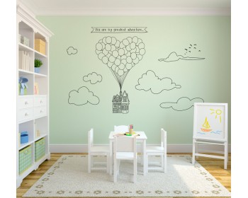 Flying Balloon Up House Quote Decal Nursery Wall Sticker