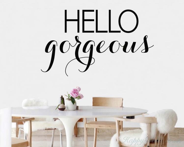 Hello Gorgeous Black Hello Gorgeous Quote Mirror Decal Motivational Inspirational Vinyl Wall Decals Bathroom Lettering Wall Sticker Home Decor 