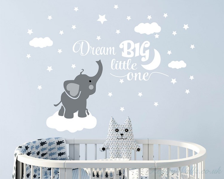 Personalise Custom Dream Big Little One Quote Baby Boy Bedroom Wall Sticker 