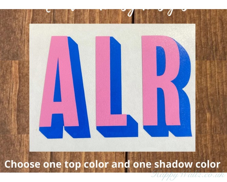 Personalised Shadow Double Layer Monogram Name Sticker