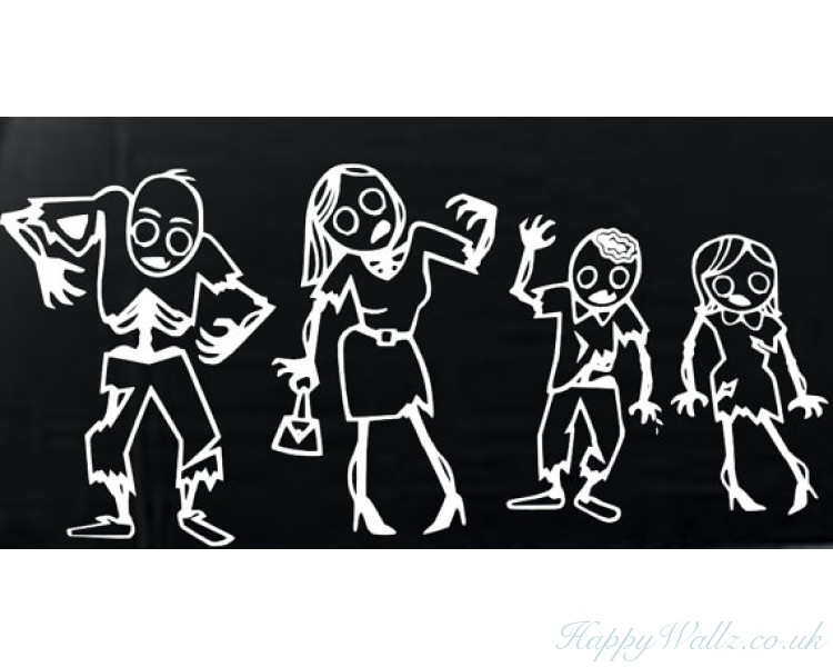 Zombie Family Stick Figures Car Decals