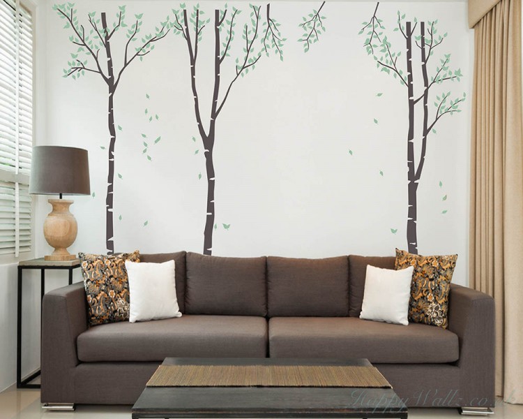 Large Birch Tree Wall Decal Set of 3 Wall Decal Tree Art Stickers